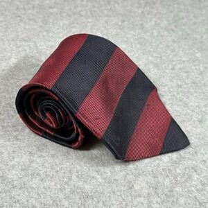 Vintage Villa Bugatti Silk Tie Red Navy Stripe USA Classic Mens 90s 58x3.75 NOTE
